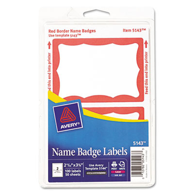 Avery Dennison 05143 Labels Adhesive Name Badge Labels AVE5143 072782051433