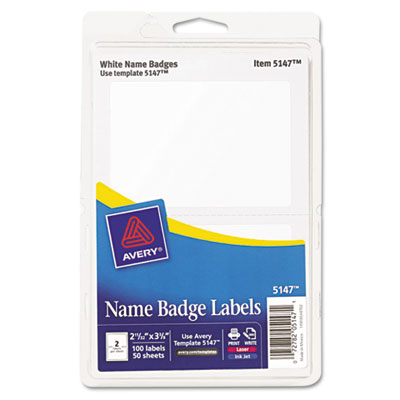 Avery Dennison 05147 Labels Adhesive Name Badge Labels AVE5147 072782051471