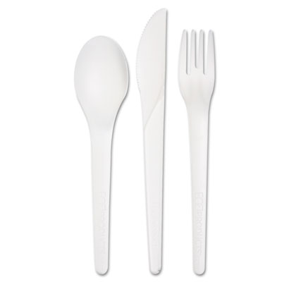 Eco-Products EPS015 Uncategorized Plantware Compostable Cutlery Kit, Fork/knife/napkin/spoon, Pearl White, 250 Kit (eps015) (ecoeps015 ECOEPS015 00644632901832