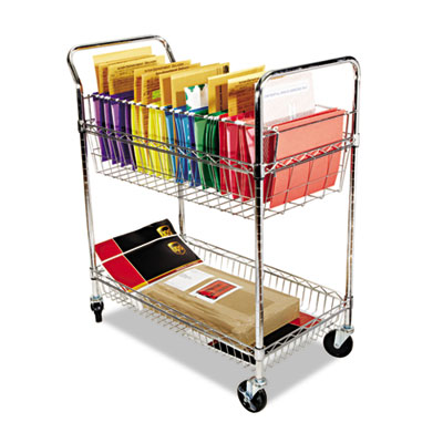 Alera MC3518SR Uncategorized Carry-all Mail Cart, Metal, 1 Shelf, 1 Bin, 34.88" X 18" X 39.5", Silver (mc3518sr) (alemc3518sr) Pg ALEMC3518SR 