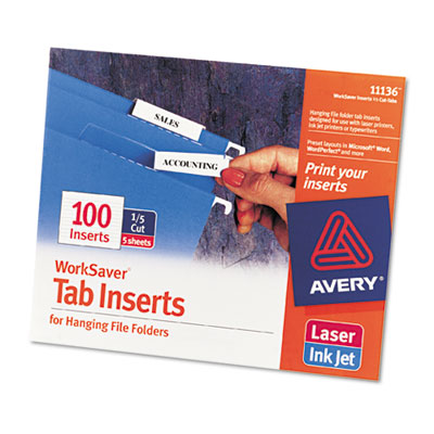 Avery Worksaver Tab Inserts 5 / Pack 5 Tab /set s White Tab Print-on 