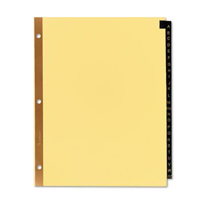 for sale online Avery Dennison Ave-11350 A-z Gold Line Black Leather Tab Dividers 