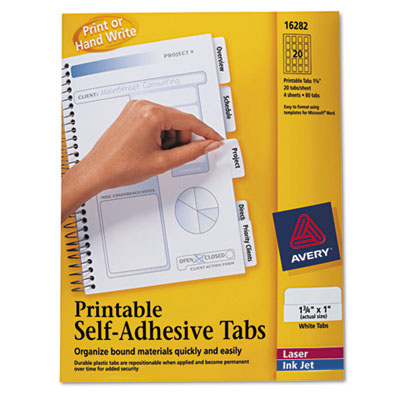 Avery Dennison 16282 Tab Indexes Printable Self-adhesive Tab AVE16282 072782162825