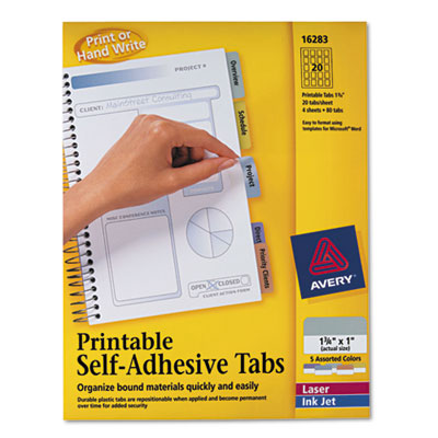 Avery Dennison 16283 Tab Indexes Printable Self-adhesive Tab AVE16283 067933162830