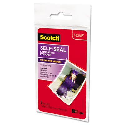 Scotch Front and Back Self-Seal Laminating Pouches - Wallet Size -  Laminating Pouch/Sheet Size: 2.50 Width x 3.50 Length x 9.50 mil  Thickness - Thick Gloss - for Photo, Document, Lists, Card