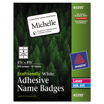 Avery Dennison 45395 Labels Ecofriendly Name Badges AVE45395 818236157678