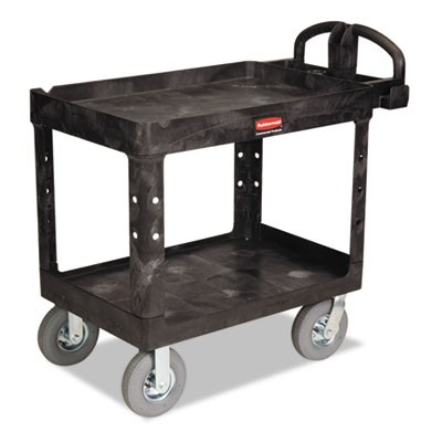 Rubbermaid FG452010BLA Uncategorized Brute Heavy-duty Utility Cart With Lipped Shelves, Plastic, 2 Shelves, 500 Lb Ca (fg452010bla) (rcp4 RCP452010BLA 