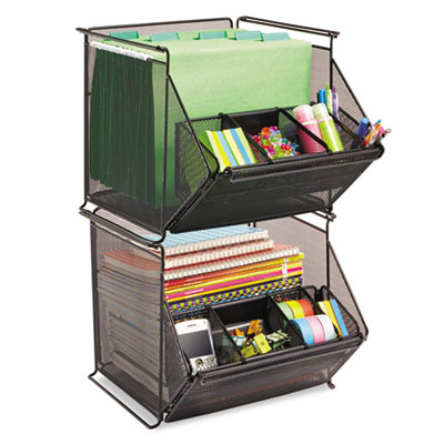 Safco 2164BL Racks & Organizers Onyx Stackable Mesh Storage Bin SAF2164BL 073555216424