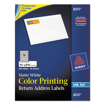 Avery Dennison 08257 Labels White Return Address Labels, Sure Feedandreg;, 3/4" X 2-1/4" , 600 Labels (8257) AVE8257 695975118593