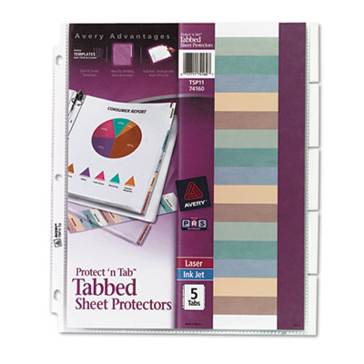 Avery Dennison 74160 Binder Accessories Protect 'n Tab Top Loading Sheet Protector AVE74160 077711741607