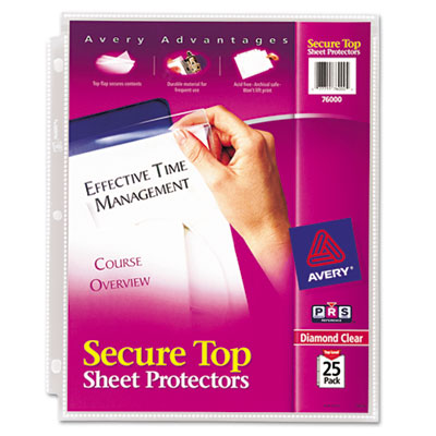 Avery Dennison 76000 Binder Accessories Secure Top Load Sheet Protector AVE76000 077711760004