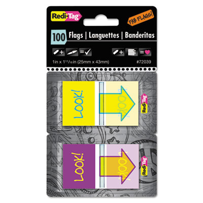 Tops B72039 Uncategorized Pop-up Fab Page Flags W/dispenser, "look!", Purple/yellow; Yellow/teal, 100/pack (b72039) (rtg72039) RTG72039 50012534720397