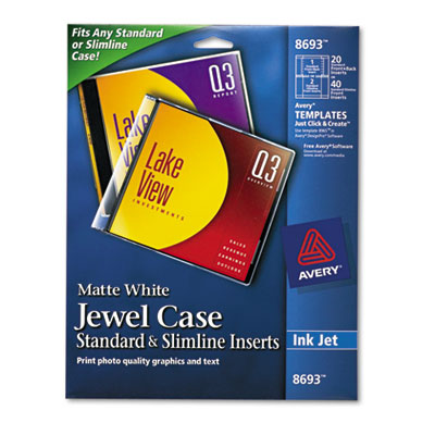 Avery Dennison 08693 Printing Media Jewel Case Inserts AVE8693 051131086937