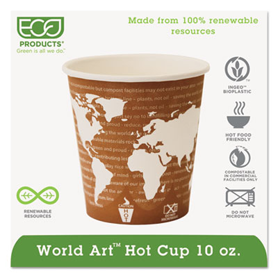 Eco-Products EPBHC10WA Cups & Mugs World Art Hot Beverage Cups ECOEPBHC10WA 818244703669