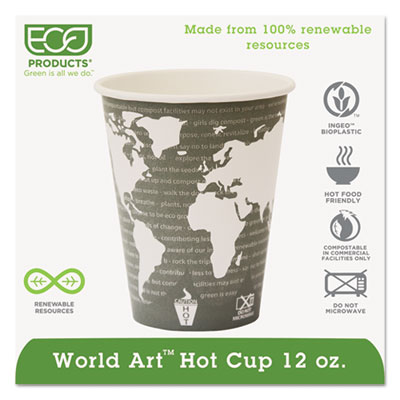 Eco-Products EPBHC12WA Cups & Mugs World Art Hot Beverage Cups ECOEPBHC12WA 818286249743