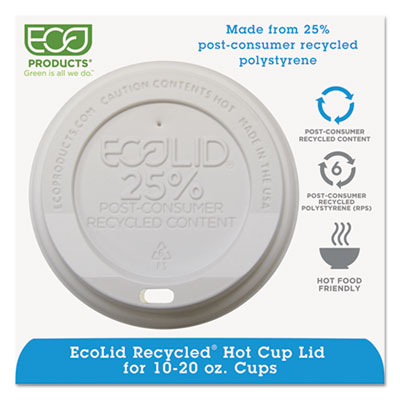 Eco-Products EPHL16WR Wastebaskets Lids Ecolid Recycled Large Hot Cup Lids ECOEPHL16WR 644632902716