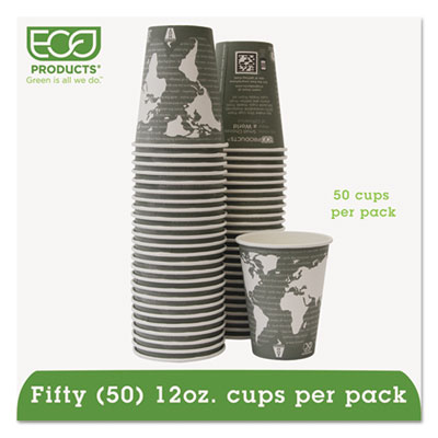 Eco-Products EPBHC12WAPK Uncategorized World Art Renewable And Compostable Hot Cups, 12 Oz, Paper, Sage, 50/pack (epbhc12wapk) (ecoepbhc12w ECOEPBHC12WAPK 00644632900750