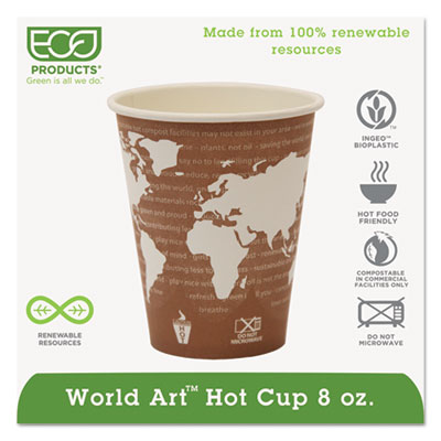 Eco-Products EPBHC8WA Cups & Mugs World Art Hot Beverage Cups ECOEPBHC8WA 818275984389