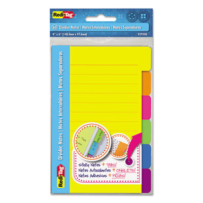 Assorted for sale online Redi-Tag 29500 Divider Sticky Notes 4-Pack 