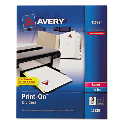 Avery Dennison 11528 Tab Indexes Customizable Print-on Dividers AVE11528 072782115289