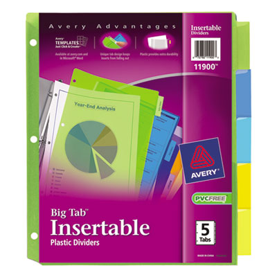 5 X for sale online Avery Dennison Ave-11900 Big Tab Plastic Insertable Dividers 