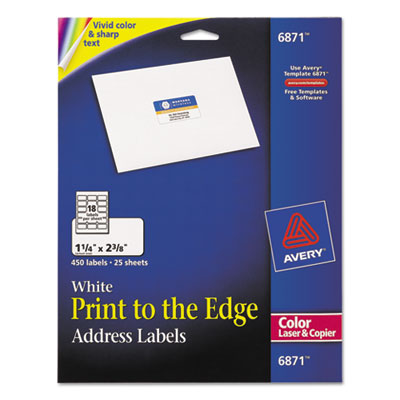 Avery Dennison 06871 Labels White Print-to-the-edge Address Labels AVE6871 072782068714