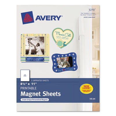 Avery Dennison 03270 Printing Media Printable Magnet Sheets AVE3270 072782032708