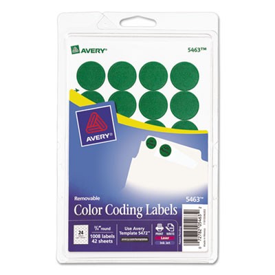 Avery Dennison 05463 Labels Custom Print Round Color-coding Labels AVE05463 072782054632