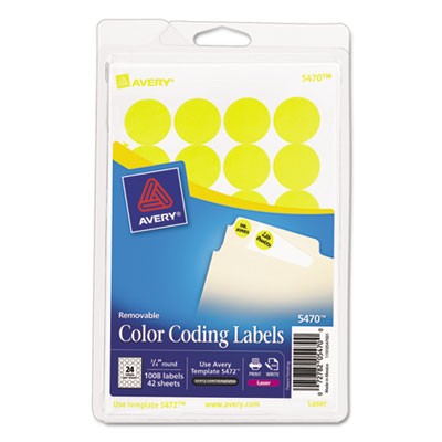 Avery Dennison 05470 Labels Round Color Coding Label AVE05470 072782054700