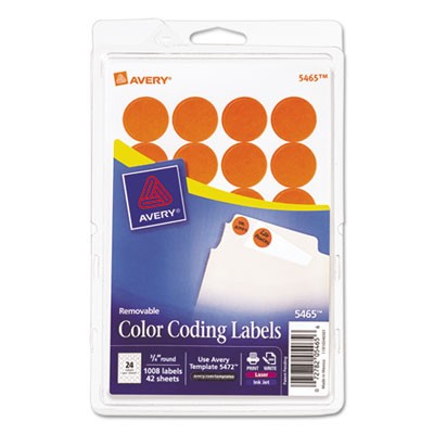 Avery Dennison 05465 Labels Custom Print Round Color-coding Labels AVE05465 072782054656
