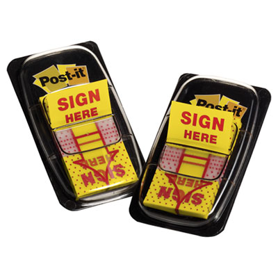 3m 680SH2 Post-It Post-it Message Flags "sign Here", Yellow, 1 In. Wide MMM680SH2 021200698491