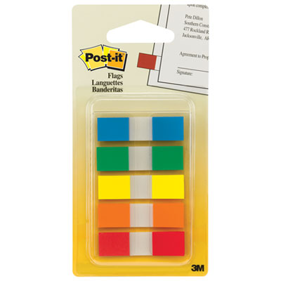 3m 6835CF Post-It Post-it Flags, Assorted Primary Colors, 1/2 In Wide, On-the-go Dispenser MMM6835CF 818238729156