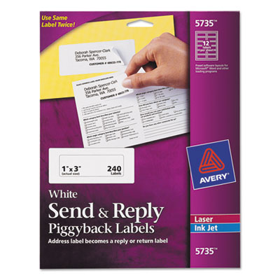 Avery Dennison 05735 Labels Send And Reply Piggyback Labels AVE5735 729708057351