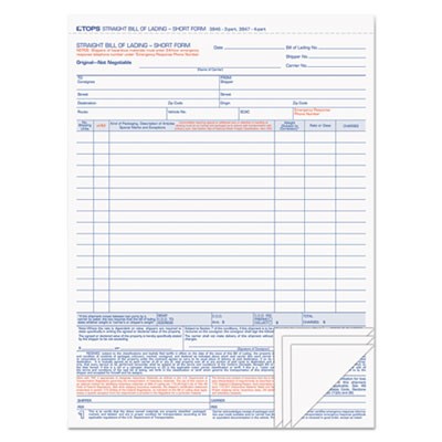 Tops 3847 Forms & Record Keeping Bill Of Lading Snap-off Set TOP3847 818236871734