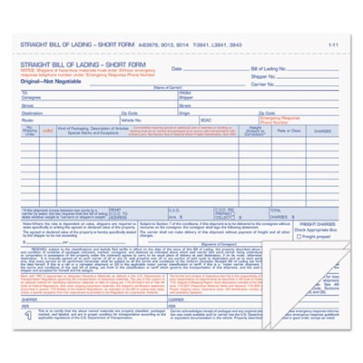 Tops 3841 Forms & Record Keeping Bill Of Lading Snap-off Set TOP3841 025932384103