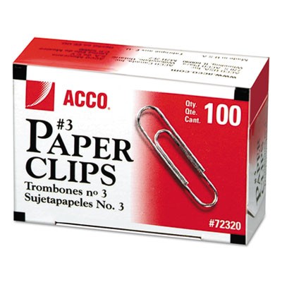 Acco A7072320G Pins & Clamps Economy #3 Paper Clips ACC72320 050505723201