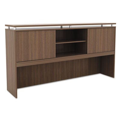 Alera SE267215WA Uncategorized Alera Sedina Series Hutch With Sliding Doors, 72w X 15d X 42.5h, Modern Walnut (se267215wa) (alese26 ALESE267215WA 