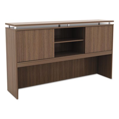 Alera SE266615WA Uncategorized Alera Sedina Series Hutch With Sliding Doors, 66w X 15d X 42.5h, Modern Walnut (se266615wa) (alese26 ALESE266615WA 