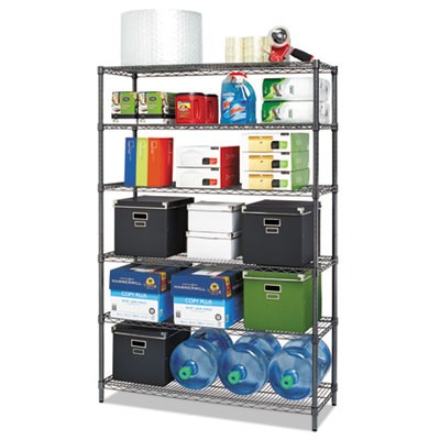 Alera SW664818BA Uncategorized Nsf Certified 6-shelf Wire Shelving Kit, 48w X 18d X 72h, Black Anthracite (sw664818ba) (alesw664818 ALESW664818BA 