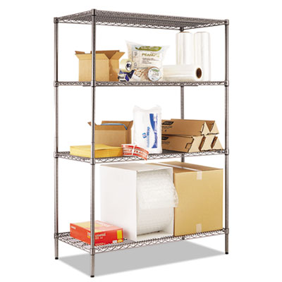 Alera SW504824BA Uncategorized Wire Shelving Starter Kit, Four-shelf, 48w X 24d X 72h, Black Anthracite (sw504824ba) (alesw504824ba ALESW504824BA 042167924386