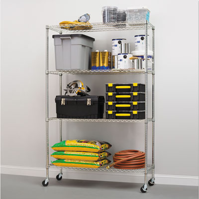 Alera SW604818SR Uncategorized Nsf Certified 4-shelf Wire Shelving Kit With Casters, 48w X 18d X 72h, Silver (sw604818sr) (alesw604 ALESW604818SR 