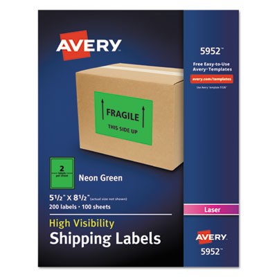 Avery Dennison 05952 Labels Neon Shipping Labels AVE5952 072782059521