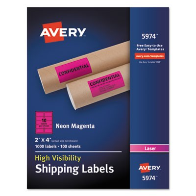 Avery Dennison 05974 Labels Neon Shipping Labels AVE5974 643749557611