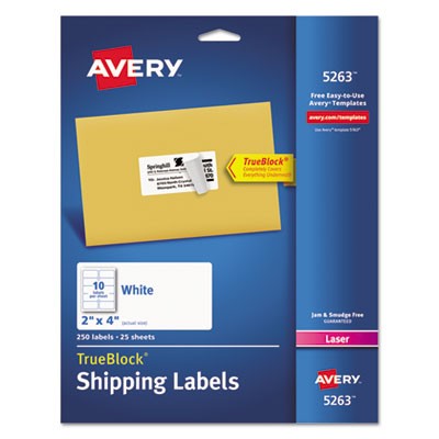 Avery Dennison 05263 Labels Shipping Labels With Trueblock Technology AVE5263 072782052638