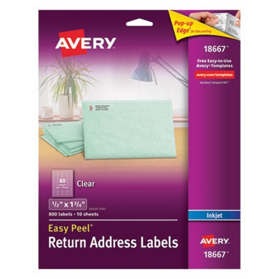 Avery Dennison 18667 Labels Easy Peel Inkjet Printer Mailing Labels AVE18667 067933186676