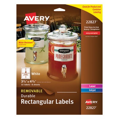 Avery Dennison 22827 Labels Removable Durable Rectangular Labels AVE22827 072782228279