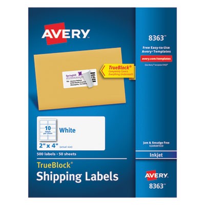 Avery Dennison 08363 Labels Shipping Labels, Sure Feedandreg;, 2" X 4" , 500 Labels (8363) AVE8363 072782083632