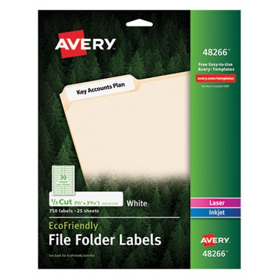 Avery Dennison 48266 Labels Ecofriendly Multipurpose File Folder Label AVE48266 072782482664
