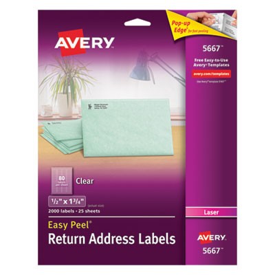 Avery Dennison 05667 Labels Matte Clear Easy Peel Address Labels AVE5667 072782056674