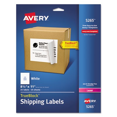 Avery Dennison 05265 Labels Shipping Labels With Trueblock Technology AVE5265 072782052652